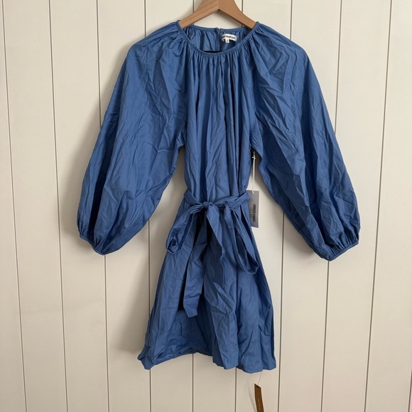 Reformation Rennae Puff Sleeve Mini Dress Dusk Blue - Picture 6 of 6